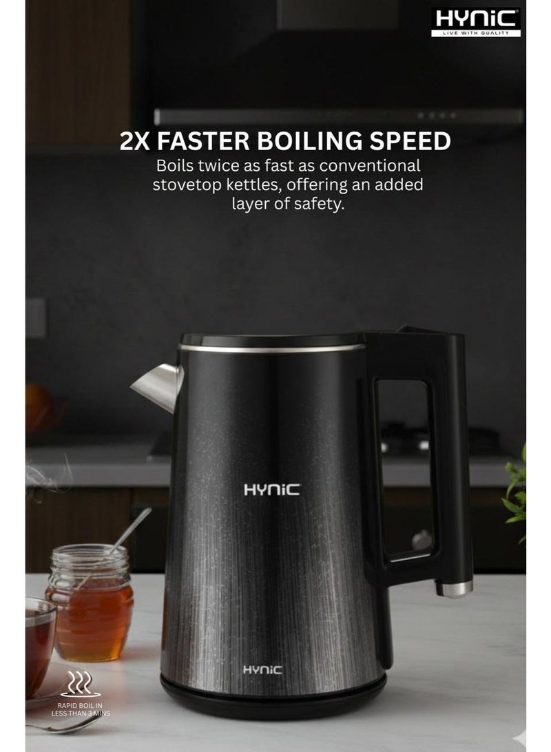 Hynic 1.8L Double Wall Electric Kettle – 1500W Fast Boil, 304 Food-Grade Stainless Steel & Cool-Touch Safety Design - Image 2